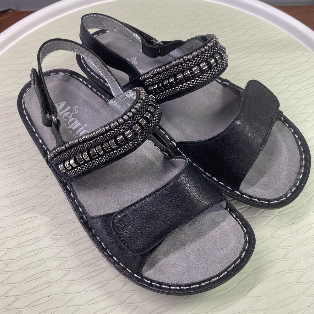 Alegria Women Black&Silver Sandal Verona Coal Size 7M‎ Slingback Shoe